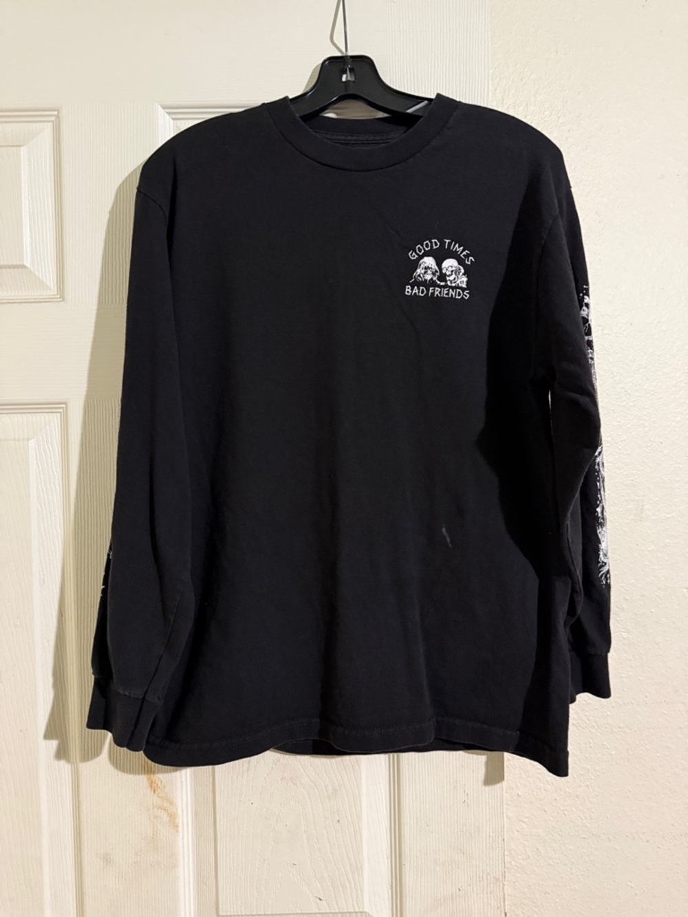 Good Times Bad Friends Black Long Sleeve Graphic Tee